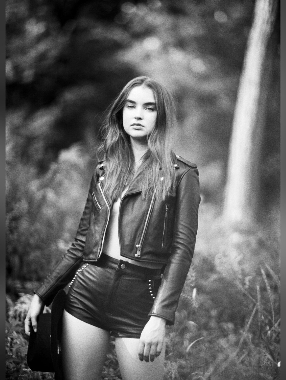 UNDERSTATED LEATHER MERCY CROPPED JACKET BLACK LEATHER SIZE M